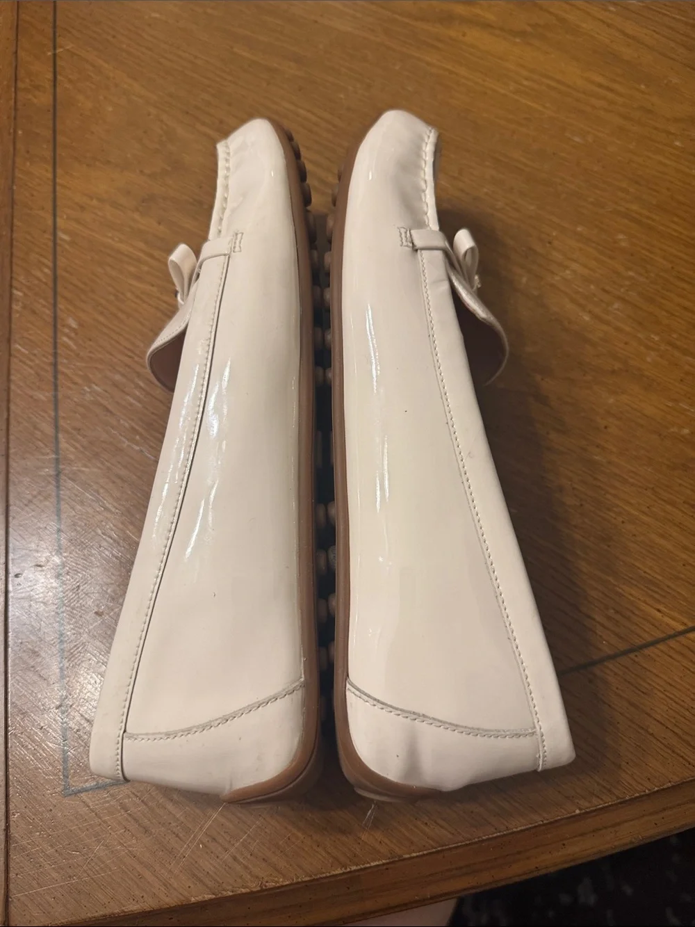 Kate Spade Cream Danika Leather Bow Loafers Driving Shoes Moccasins Size 9